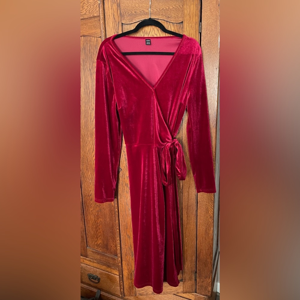 Red Velvet Wrap Dress Size XL